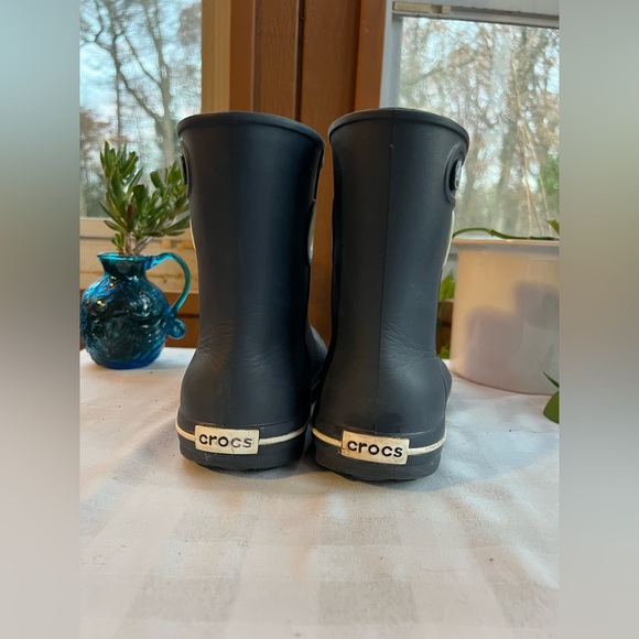 Crocs Jaunt Shorty Pull On Rain Boots Navy Blue Wellies Women's Size 7 - Picture 4 of 7